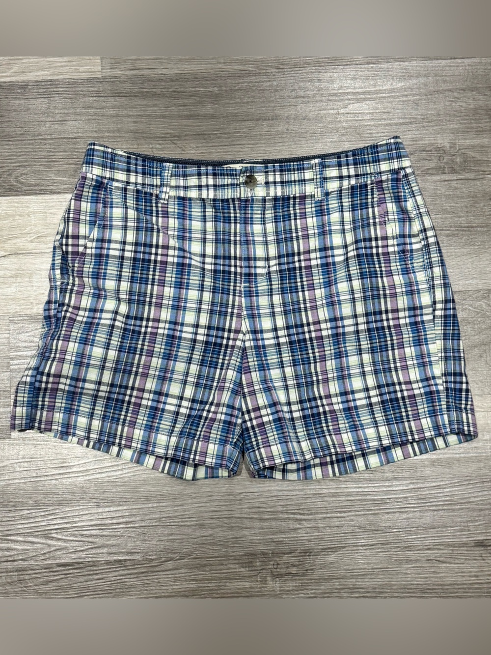 G.H. Bass & Co. Purple Blue Plaid Shorts Size 6 Preppy Coastal Cottagecore
